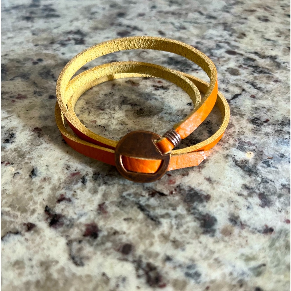 Orange wrap leather bracelet